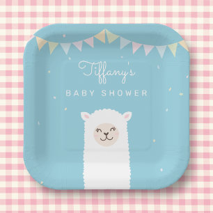 Einfach Elegante Süße Alpaka Lama Junge Babyparty Pappteller