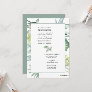 Einfach Elegante Tropische Palme Sage Hochzeit Einladung