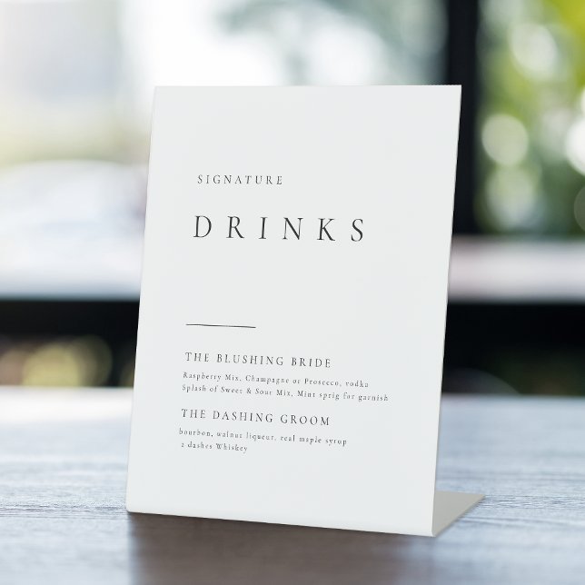 Einfach elegante Typografie Moderne Signature Drin Sockelschild (Simply Elegant Typography Modern Signature Drinks Pedestal Sign)