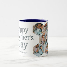 Einfach elegante Vathers Day Hexagon Foto Collage Zweifarbige Tasse