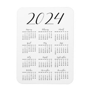 Einfach eleganter Kalender 2024 Magnet