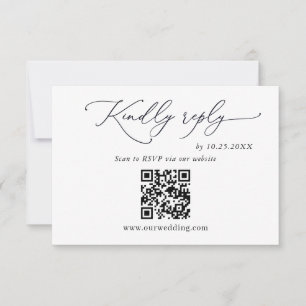 Einfach eleganter Minimalistischer Hochzeitcode RSVP Karte