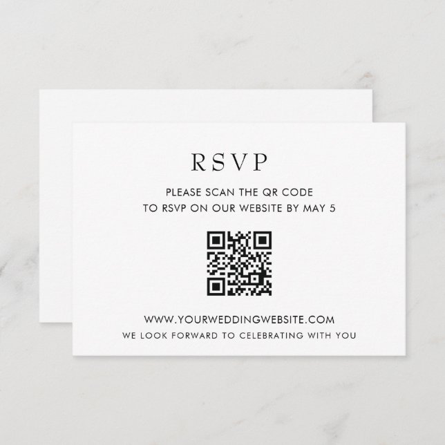Einfach eleganter, moderner QR CODE RSVP Karte (Vorne/Hinten)