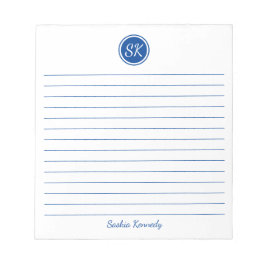 Einfach eleganter Name der blauen Linierten Monogr Notizblock