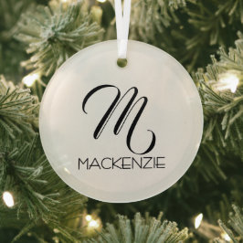 Einfach Eleganter Personalisierter Monogramm-Name Ornament Aus Glas