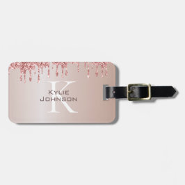 Einfach eleganter rosa Glitzer Niedlicher Mit Mono Gepäckanhänger