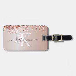 Einfach eleganter rosa Glitzer Niedlicher Mit Mono Gepäckanhänger