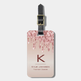 Einfach eleganter rosa Glitzer Niedlicher Mit Mono Gepäckanhänger