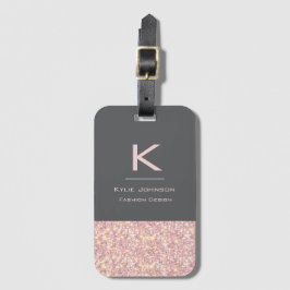 Einfach eleganter rosa Glitzer Niedlicher Mit Mono Gepäckanhänger