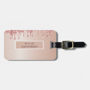 Einfach eleganter rosa Glitzer Niedlicher Personal Gepäckanhänger
