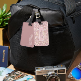 Einfach eleganter rosa Glitzer Niedlicher Personal Gepäckanhänger