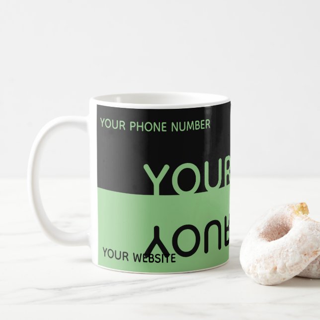 Einfach eleganter, schwarz-grüner Reflektionsname Kaffeetasse (Mit Donut)