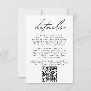 Einfach eleganter Schwarz-Weiß-Text Hochzeit QR CO RSVP Karte