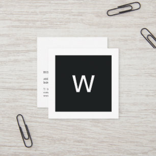Einfach eleganter Schwarz-weißer Monogram-Berater Quadratische Visitenkarte