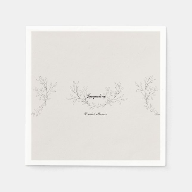 Einfach eleganter Script Cream Brautparty Cocktail Serviette (Vorderseite)
