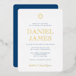 Einfach Eleganter Star von David Bar Mitzvah Real  Folieneinladung<br><div class="desc">Dieses elegante Design verwendet reale Folie,  um es besonders zu machen! Anpassen mit dem Vorlagenformular. Alle Farben und Schriftart können mit den erweiterten Editiermenüs geändert werden.</div>