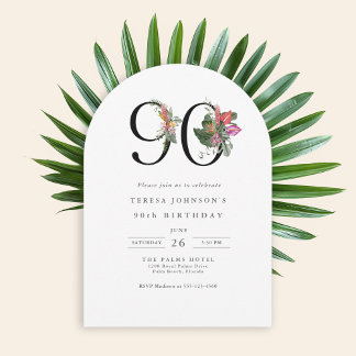 Einfach Eleganter Tropischer 90. Geburtstag Einladung