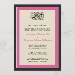 Einfach elegantes 12x18 Black/Fuschia Wedding Einl Einladung