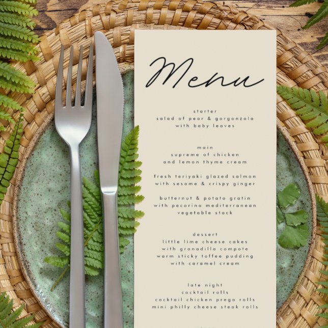 Einfach elegantes Black & White Wedding Menü Menükarte (Von Creator hochgeladen)