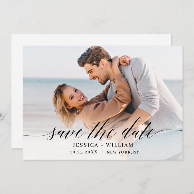 Einfach elegantes Foto Hochzeitsherz Einfache Mode Save The Date (Vorne/Hinten)