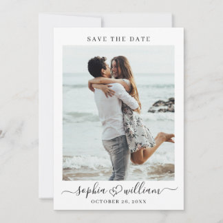 Einfach elegantes Foto Hochzeitsherzen Save The Date