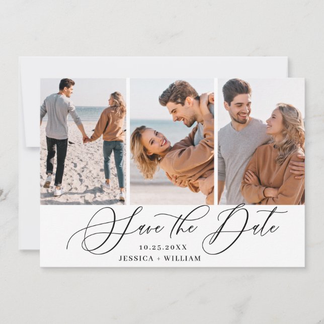 Einfach elegantes Foto Wedding 3 FOTO Einfach Mode Save The Date (Vorderseite)