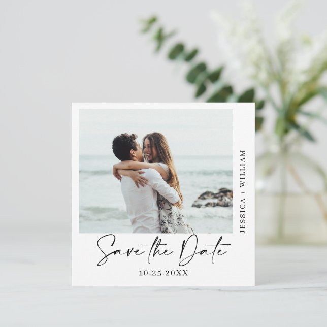 Einfach elegantes Foto Wedding Hearts Simple Moder Save The Date (Stehend Vorderseite)