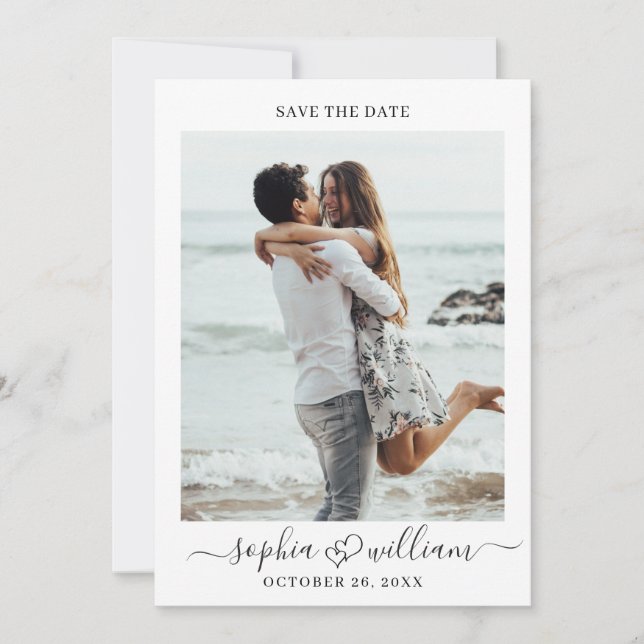 Einfach elegantes Foto Wedding Hearts Simple Save The Date (Vorderseite)