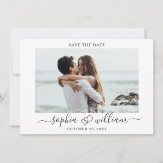 Einfach elegantes Foto Wedding Hearts Simple Save The Date