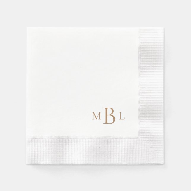 Einfach elegantes Gold Monogramm geprägt Serviette (Vorderseite)