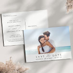 Einfach elegantes horizontales Foto Save the Date Ankündigungspostkarte<br><div class="desc">Sagen Sie ja zu diesen schönen Save the Date Postkarten und verkünden Sie Ihren großen Tag mit Freunden und Familie im schicken Stil! Auf flachen Save the Date Postkarten finden Sie Ihr Lieblings-Foto für die horizontale Ausrichtung der Verlobung. Ein weißer untere Rand zeigt "Save the Date" und Ihre Namen und...</div>