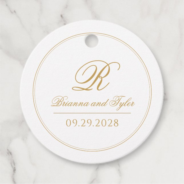 Einfach elegantes klassisches GoldWedding Monogram Geschenkanhänger (Vorderseite)