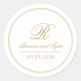 Einfach elegantes klassisches GoldWedding Monogram Runder Aufkleber