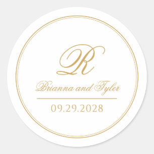 Einfach elegantes klassisches GoldWedding Monogram Runder Aufkleber