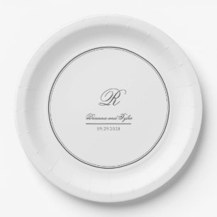 Einfach elegantes klassisches Wedding Monogramm Pappteller