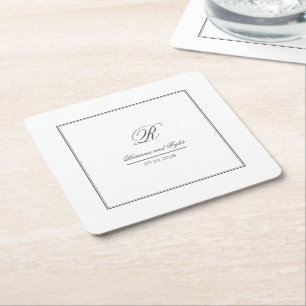 Einfach elegantes klassisches Wedding Monogramm Rechteckiger Pappuntersetzer