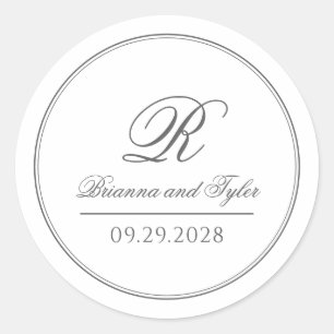 Einfach elegantes klassisches Wedding Monogramm Runder Aufkleber