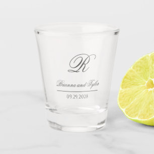 Einfach elegantes klassisches Wedding Monogramm Schnapsglas