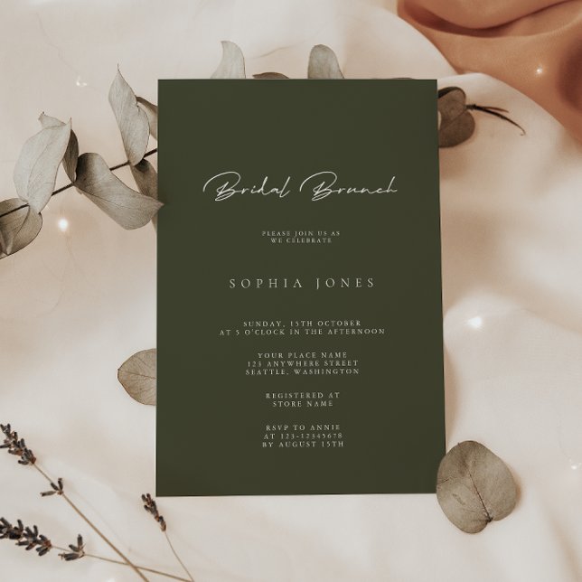Einfach elegantes Minimalistisches Bridal Brunch E Einladung (Von Creator hochgeladen)