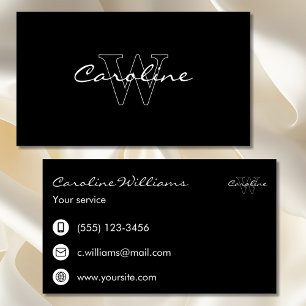 Einfach elegantes Monogramm Schwarz-weiß Visitenkarte