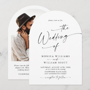 Einfach elegantes QR-Foto für Minimalistische Hoch Einladung