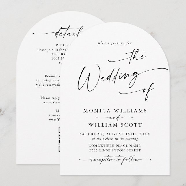 Einfach elegantes QR-Foto für Minimalistische Hoch Einladung (Vorne/Hinten)