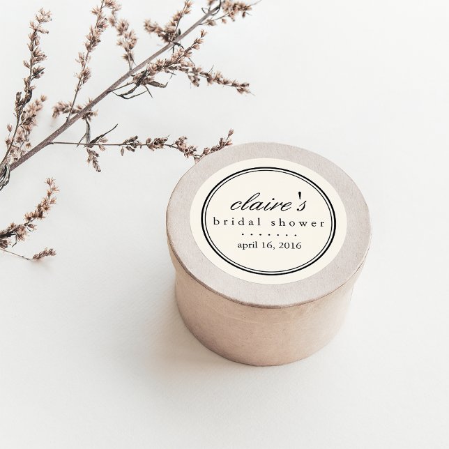 Einfach elegantes Schwarz-Creme-Brautparty Runder Aufkleber (Von Creator hochgeladen)
