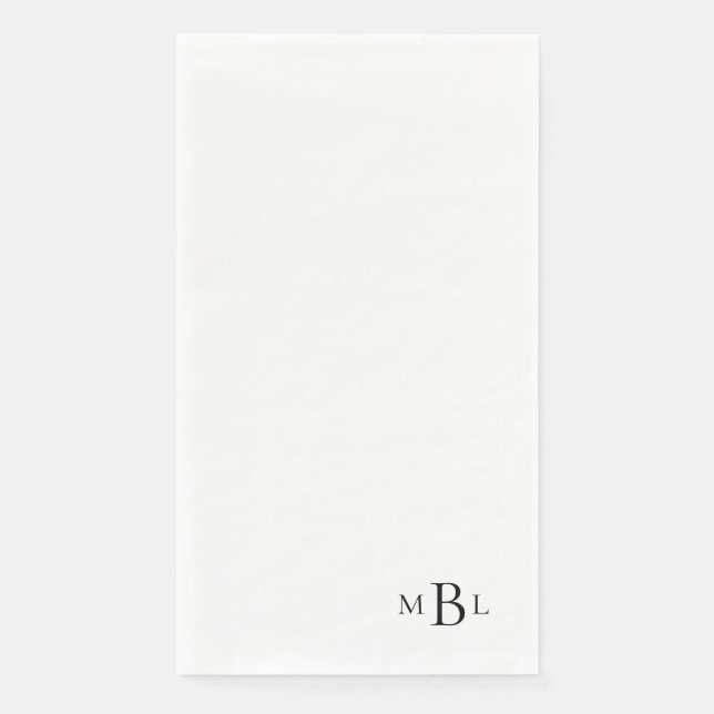 Einfach elegantes Schwarzes Monogramm Serviette (Vorderseite)