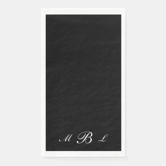 Einfach elegantes Schwarzes Script Monogram Serviette (Vorderseite)