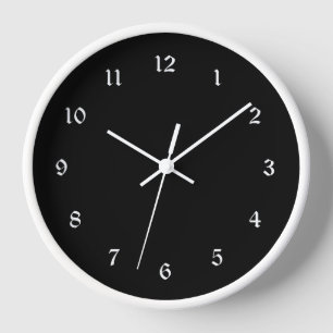 Einfach elegantes Vollschwarz mit weißer Umrandung Uhr