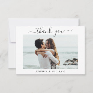 Einfach elegantes Wedding Hearts einfaches Foto Dankeskarte