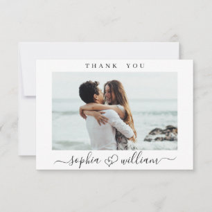Einfach elegantes Wedding Hearts einfaches Foto Dankeskarte