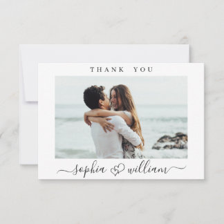 Einfach elegantes Wedding Hearts einfaches Foto Dankeskarte