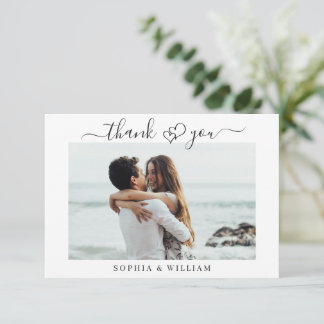 Einfach elegantes Wedding Hearts einfaches Foto Dankeskarte